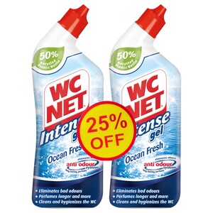 Wc Net Intense Gel Bowl Cleaner Ocean Fresh 750Ml X2 -25% Off