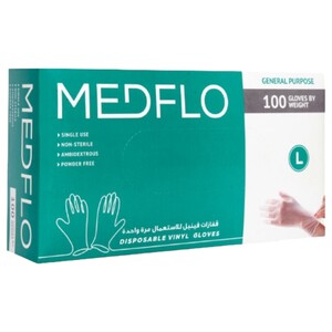 Medflo Disposable Vinyl Gloves Large