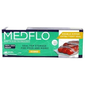 Medflo Double Zipper Bag Medium 18Cm X 20Cm 50 Bags