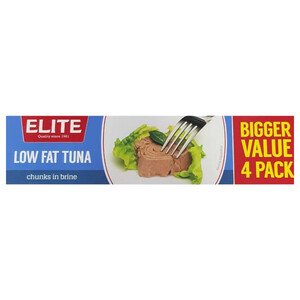 Elite Tuna Chunks In Brine Low Fat 80G X4