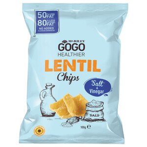 Mr. Riley's Gogo Healthier Lentil Chips Salt & Vinegar 100G