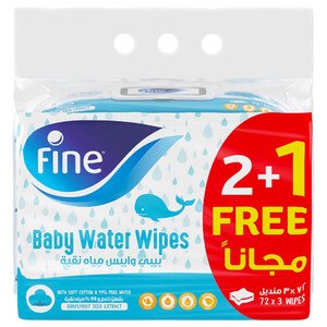Fine Baby Water Wipes 72 Sheets 2 + 1 Free