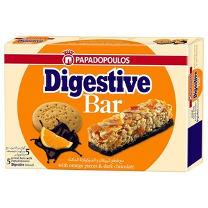 Papadopoulos Digestive Bar With Orange & Dark Chocolate 28G X5