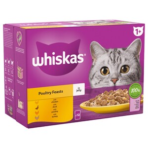 Whiskas 1+ Cat Pouch Poultry Jelly 12 Pieces 85G