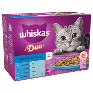 Whiskas 1+ Cat Pouch Ocean Delight Jelly 12 Pieces 85G
