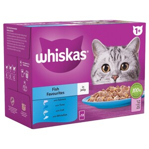 Whiskas 1+ Cat Pouch Fish Jelly 12 Pieces 85G