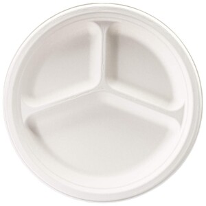 Ipak Plates Paper Pulp 3 Compartment 10 Pieces