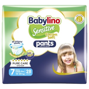 Babylino Sensitive Pants Cotton Soft Unisex Size 7 Extra Large Plus 15-25Kg 28 Pieces