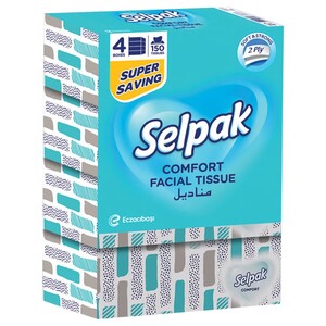 Selpak Comfort Facial Tissue 150 Sheet X4