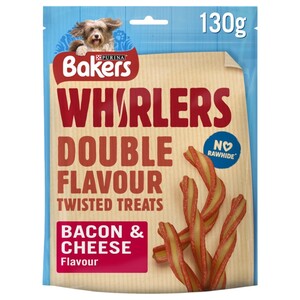 Purina Bakers Whirlers Double Flavor Twisted Treats Bacon & Cheese 130G