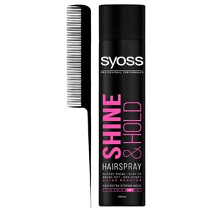 Syoss Hair Spray Shine & Hold 400Ml+ Free Comb