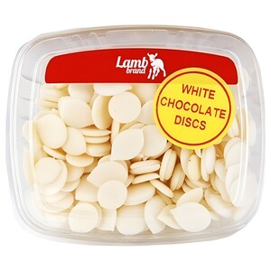 Lamb Brand Chocolate Discs White Buttons 180G