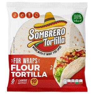 Sombrero Large 10 Inch Tortilla Wraps 6 Pieces 360G