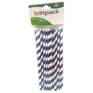 Hotpack Straws Paper Blue 50 Pieces 6Mm