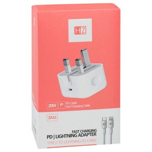 Heatz 20W Fast Charging Pd Charger With Type-C To Lightning Cable White