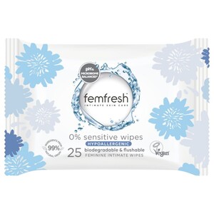 Femfresh Intimate Skin Care 0% Sensitive Wipes 25 Pieces