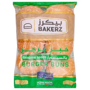 Al Rawabi Bakerz Freshly Baked Sesame Seeds Burger Buns 6 Pieces 402G