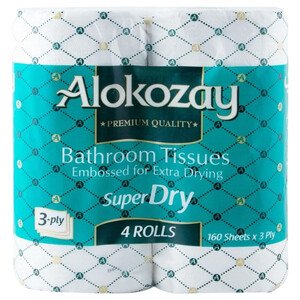 Alokozay Super Dry Bathroom Tissue Rolls 3Ply 4 Rolls