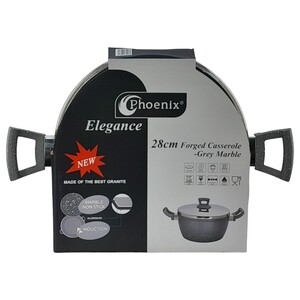 Phoenix Elegance Forged Casserole Grey Marble 28Cm