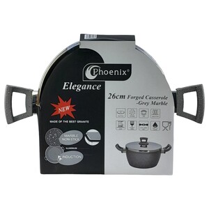 Phoenix Elegance Forged Casserole Grey Marble 26Cm