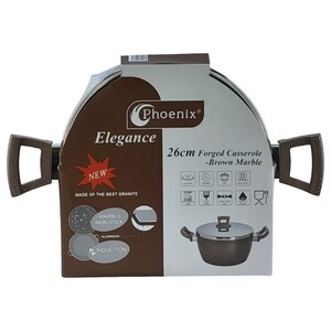 Phoenix Elegance Forged Casserole Brown Marble 26Cm