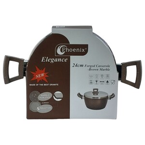 Phoenix Elegance Forged Casserole Brown Marble 24Cm