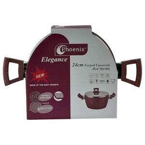 Phoenix Elegance Forged Casserole Red Marble 24Cm