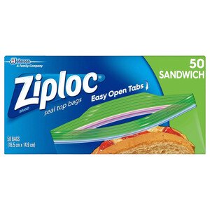 Ziploc Seal Top Sandwich Bags 16.5 X 14.9Cm 50 Pieces