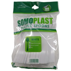 Somoplast Plastic Spoons White 100 Pieces
