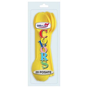Dopla Disposables Color Line Coloured Cutlery Spoons 17.5 Cm Yellow 20 Pieces
