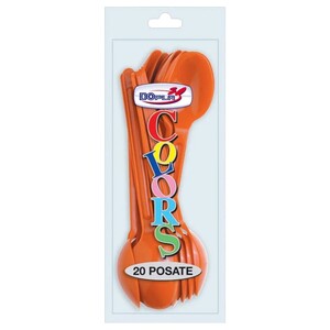 Dopla Disposables Color Line Coloured Cutlery Spoons 17.5 Cm Arancio 20 Pieces