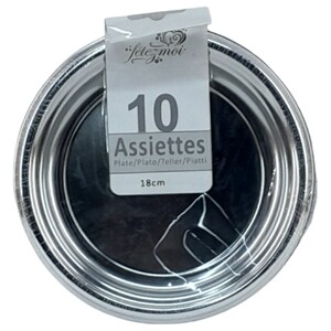 Vaisselle Festive 10 Assiettes Silver 18Cm
