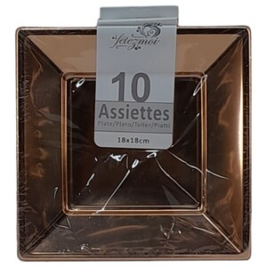 Vaisselle Festive 10 Assiettes Bronze 18*18Cm