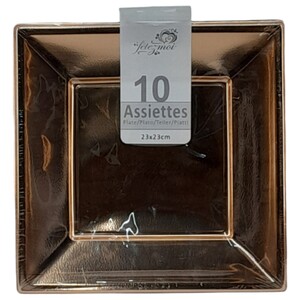 Vaisselle Festive 10 Assiettes Bronze 23*23Cm