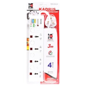 Kadris 4 Way Extension Socket, S541, 3 Meter