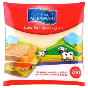 Al Rawabi Processed Cheddar Cheese Slices Low Fat 10 Slices 200G