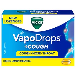 Vicks Vapo Drops Lozenges Honey & Lemon For Cough Blocked Nose & Sore Throat 16 Pieces