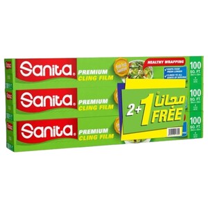 Sanita Premium Cling Film 30Cmx30m 100Sqft 3 Pieces