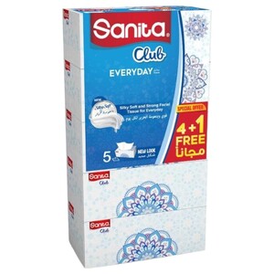Sanita Club Silky Soft Facial Tissues 2Ply 4+1 Free