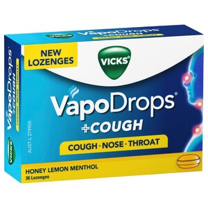 Vicks Vapo Drops Honey Lemon Menthol 36 Lozenges