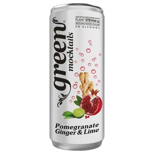 Green Cola Mocktails Non-Alcoholic Pomegranate, Ginger & Lime Beverage With Stevia No Added Sugar 330Ml