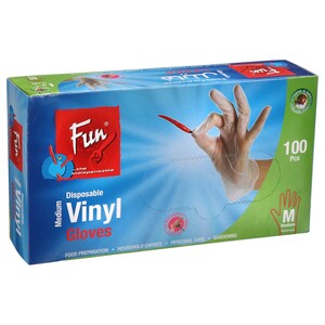Fun Al Bayader Disposable Vinyl Gloves Medium 100 Pieces