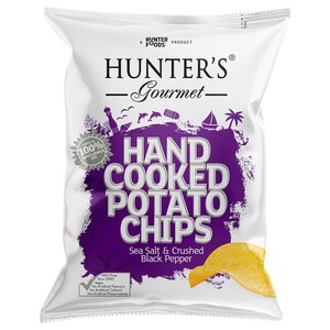 Hunter's Gourmet Potato Chips Sea Salt And Crushed Black Pepper 125G
