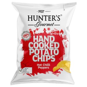 Hunter's Gourmet Potato Chips Hot Chilli Peppers Hand Cooked 125G