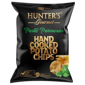 Hunter's Gourmet Potato Chips Pesto Parmesan Hand Cooked 125G