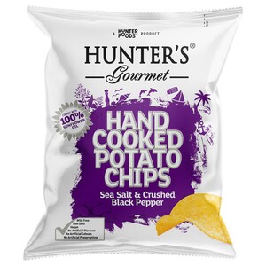 Hunter's Gourmet Potato Chips Sea Salt And Crushed Black Pepper 40G