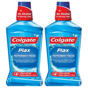 Colgate Mouthwash Plax Peppermint Blue 250Ml X2