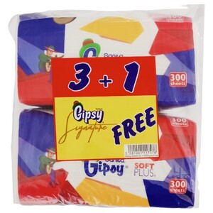 Gipsy Facial Tissues 300 Sheets + 180 Sheets Signature 3+1 Free