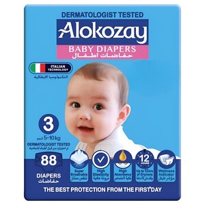 Alokozay Baby Diaper Size 3 5-10Kg Premium 88 Diapers