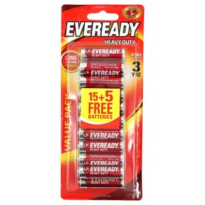 Eveready Battery Heavy Duty 1015 Aa 15 + 5 Pieces